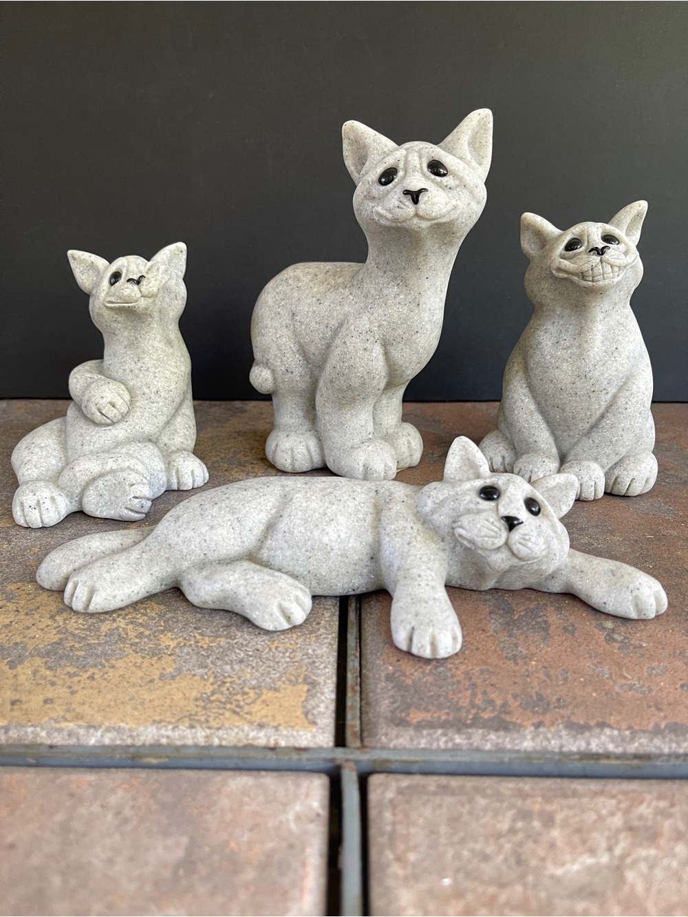 Lot of 4 Quary Critters 2000s whimsical cat stone figures